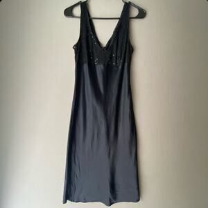 XOXO sz 7‎ black Vintage Y2k satin sequin midi slip dress